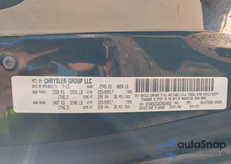 2013 Dodge Grand Caravan Sxt from USA, damaged, VIN 2C4RDGCG8DR820822